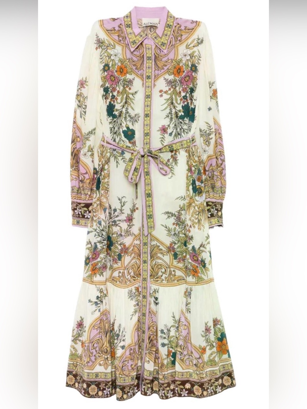 BLOOMINGDALES NANCY YANG CHIFON OVERLAY FLORAL PRINT MAXI DRESS S/M NWT